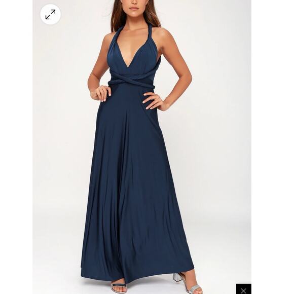 Lulus Always Stunning Convertible Multi Way Maxi Dress Size M Medium Navy - Picture 2 of 6